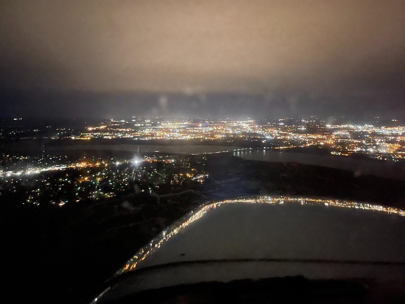 Charleston at night from a C172