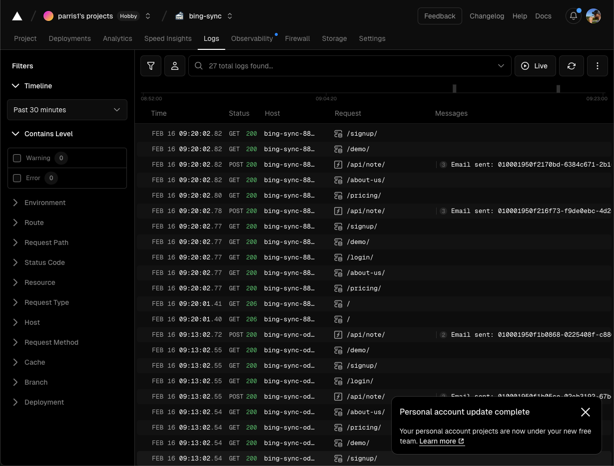 Vercel Log Dashboard